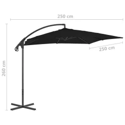 VidaXL Ampelschirm Mit Stahlmast 250x250 Cm Schwarz -Garten- & Gewächshäuser Geschäft 1b7e3a4735d52990721b082396687e2b