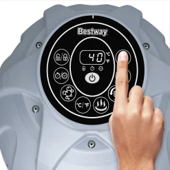 Bestway Whirlpool Lay-Z-Spa Miami | 4 Personen | 81 Massageluftdüsen | Automatisch Aufblasbar | 180x66 Cm | Schwarz/türkis | Abdeckung | Indoor Outdoor -Garten- & Gewächshäuser Geschäft 1ba302f8a9aad4c2291980a723e94dff