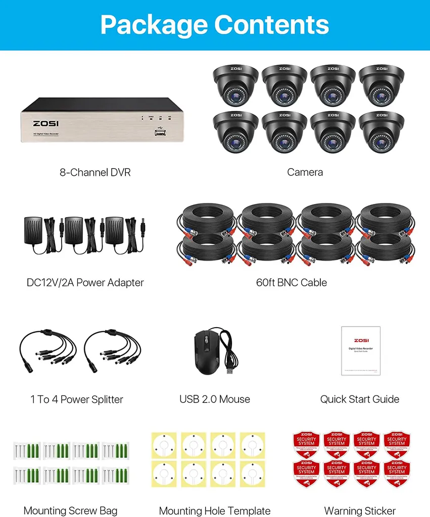 ZOSI 8CH 2MP Dome Überwachungskamera Set Und 8 Kanal HD 1080P Video DVR Und 8x 1080p Kameras Für Haussicherheit, 24M IR Nachtsicht 9 ZOSI 8CH 2MP Dome Überwachungskamera Set Und 8 Kanal HD 1080P Video DVR Und 8x 1080p Kameras Für Haussicherheit, 24M IR Nachtsicht – Bild 9