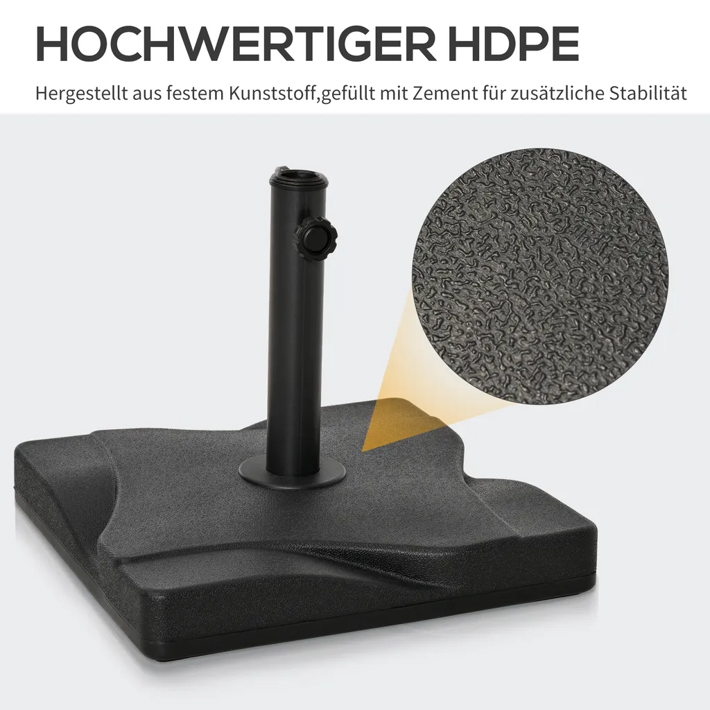 Outsunny Sonnenschirmständer 20 Kg Schirmständer Für Sonnenschirm Schirmstangen 30-38 Mm Sonnenschirmfuß Für Garten Terrasse Balkon Zement 41,5 X 41,5 Schwarz 4 Outsunny Sonnenschirmständer 20 Kg Schirmständer Für Sonnenschirm Schirmstangen 30-38 Mm Sonnenschirmfuß Für Garten Terrasse Balkon Zement 41,5 X 41,5 Schwarz – Bild 4