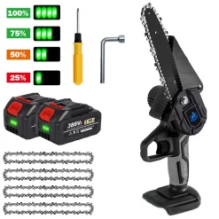 Yofidra 6 Zoll Elektrokettensägen Garten Handkettensäge Mit 2 Akkus Und 4 Ketten