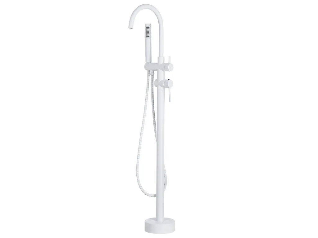 Beliani Duscharmatur Armatur Freistehend Mischer Wasserhahn Dusche Set Brause Matt Weiss Edelstahl Messing Kunststoff Modern 1 Beliani Duscharmatur Armatur Freistehend Mischer Wasserhahn Dusche Set Brause Matt Weiss Edelstahl Messing Kunststoff Modern