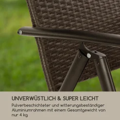 Blumfeldt Estoril Gartenstuhl Klappstuhl (Paarweise Lieferung, 45 X 45 Cm Sitzfläche, Höhenverstellbare Lehne In 8 Stufen, Wasserabweisende Polyrattan-Bespannung, Klappbar, Aluminiumrohr) Braun -Garten- & Gewächshäuser Geschäft 1c0ebf60c3e987e2aa0ccc5c6da19322