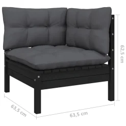 VidaXL 3-tlg. Garten-Lounge-Set Mit Kissen Schwarz Massivholz Kiefer -Garten- & Gewächshäuser Geschäft 1c40ea6da06bccd1ea814583729a9556 1