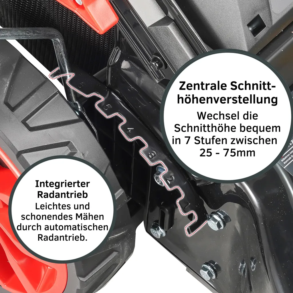 Albatros International STAHLMANN Rasenmäher Benzin Mit Antrieb BR530 – 6,0PS 4,4kW Benzin Rasenmäher Mit Antrieb, 53cm Schnittbreite, Mulchfunktion, Schnitthöhenverstellung, Easy Clean Anschluss, Große Räder, 60L Korb 5 Albatros International STAHLMANN Rasenmäher Benzin Mit Antrieb BR530 – 6,0PS 4,4kW Benzin Rasenmäher Mit Antrieb, 53cm Schnittbreite, Mulchfunktion, Schnitthöhenverstellung, Easy Clean Anschluss, Große Räder, 60L Korb – Bild 5