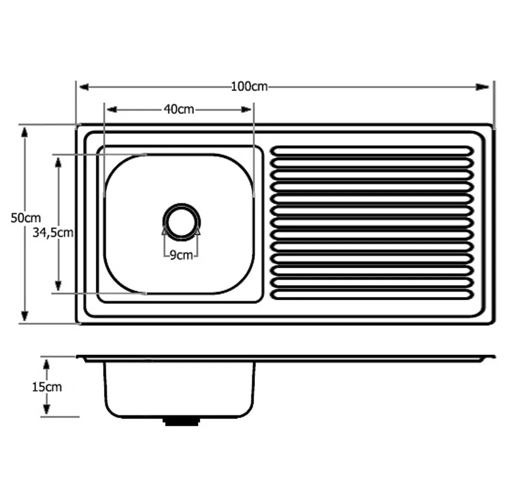 Keton Edelstahl Einbauspüle 100x50cm Küchenspüle Reversible Edelstahlspüle Spülbecken 1 Becken Mit Abtropffläche 2 Keton Edelstahl Einbauspüle 100x50cm Küchenspüle Reversible Edelstahlspüle Spülbecken 1 Becken Mit Abtropffläche – Bild 2