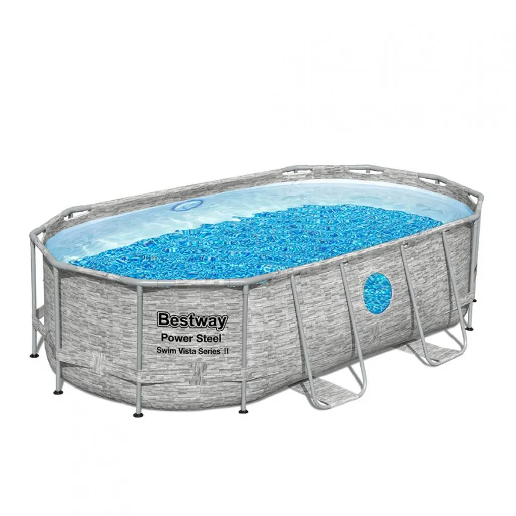 Bestway 56714 Oval Aufstellpool Mit Bullauge Swim Vista 427x250x100 CmGestalten: Oval, Maße: 4 - 4,99 M, Filterpumpe: 58383 3 Bestway 56714 Oval Aufstellpool Mit Bullauge Swim Vista 427x250x100 CmGestalten: Oval, Maße: 4 - 4,99 M, Filterpumpe: 58383 – Bild 3