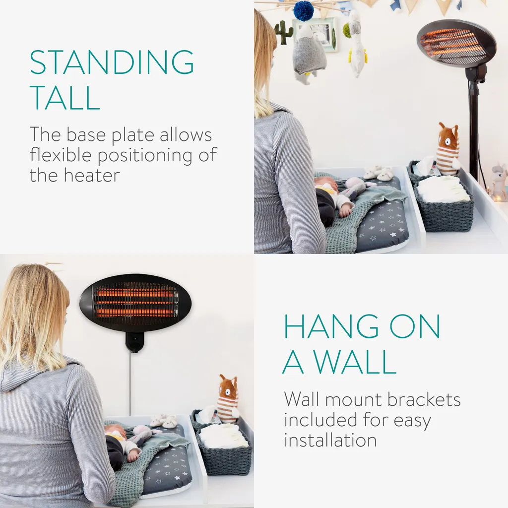 Navaris Baby Heizstrahler Wärmelampe Mit Standfuß - 3 Stufen Wickeltisch Wärme Lampe Mit Stand - Abschaltautomatik Höhenverstellbar In Schwarz 2 Navaris Baby Heizstrahler Wärmelampe Mit Standfuß - 3 Stufen Wickeltisch Wärme Lampe Mit Stand - Abschaltautomatik Höhenverstellbar In Schwarz – Bild 2