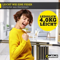 Craftfull Stehleiter CF-134A Champagner Edition Klappleiter 3 Stufen, Gummierte Standfüße, Alu Leiter Aluminiumleiter Aluleiter Mehrzweckleiter Multifunktionsleiter Haushaltsleiter Leiter -Garten- & Gewächshäuser Geschäft 1d6d1c7989c43a7ade446b76fceedbd5