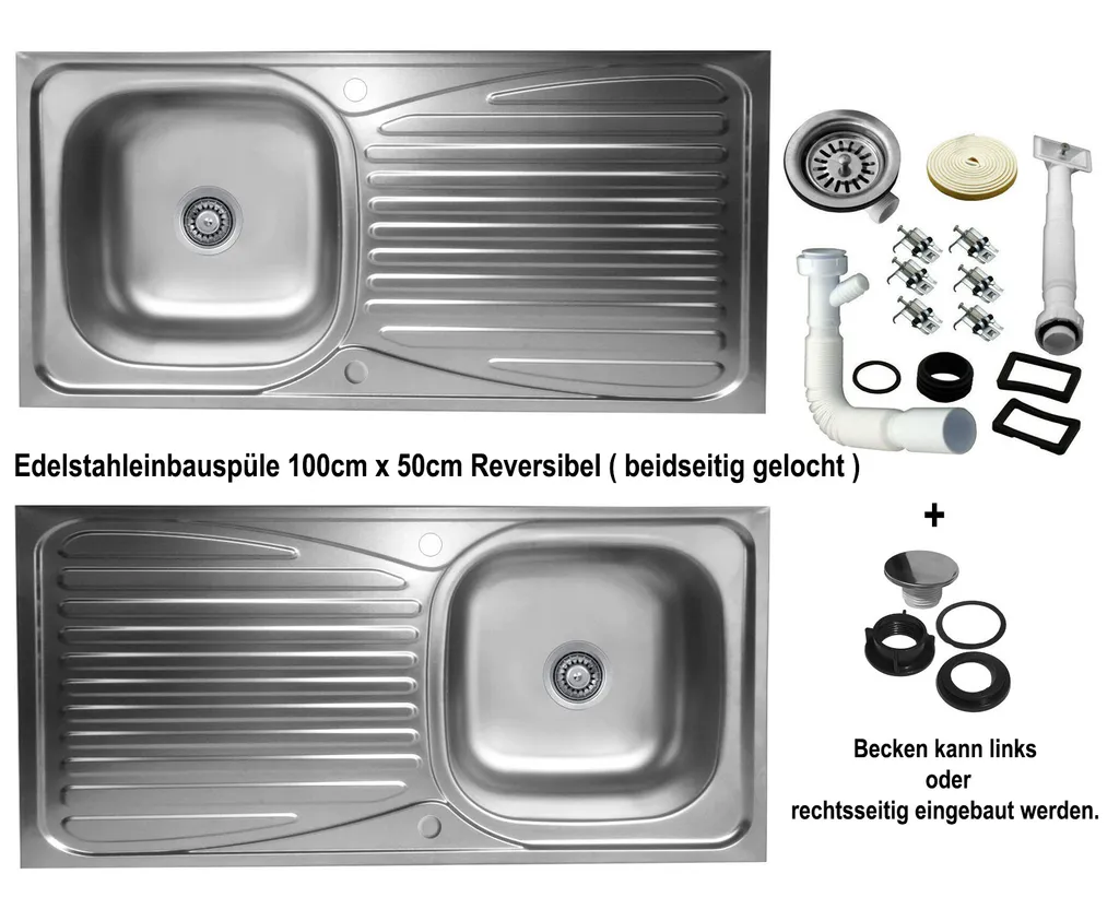 Keton Edelstahl Einbauspüle 100x50cm Küchenspüle Reversible Edelstahlspüle Spülbecken 1 Becken Mit Abtropffläche 1 Keton Edelstahl Einbauspüle 100x50cm Küchenspüle Reversible Edelstahlspüle Spülbecken 1 Becken Mit Abtropffläche