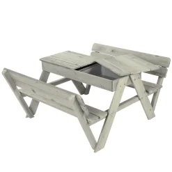 ONVAYA® Kindersitzgarnitur Grau Garten-Kindersitzgruppe »Kindersitzgarnitur Aus Holz, Kindersitzgruppe Mit Rückenlehnen Für Bis Zu 4 Kinder, Praktische Kinderpicknickbank Mit Ausreichend Stauraum«