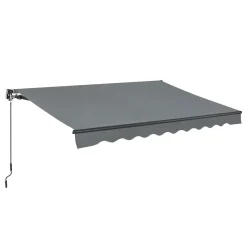 Juskys Markise 350 X 300 Cm - Beschattung Terrasse & Balkon - Gelenkarmmarkise Mit Kurbel & Halterung - Sonnenschutz Balkonmarkise Gelenkmarkise Grau