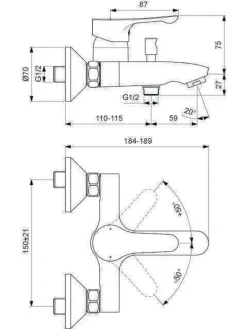 IDEAL STANDARD BC654AA Badearmatur AP Alpha, Chrom