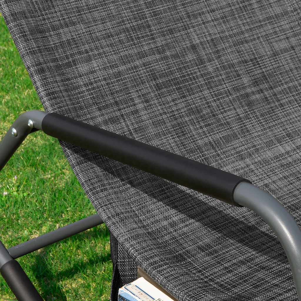 SoBuy OGS47-MS Schaukelliege Sonnenliege Mit Seitentasche Gartenliege Relaxstuhl Schwingliege Schwarz/Grau Belastbarkeit 150 Kg 6 SoBuy OGS47-MS Schaukelliege Sonnenliege Mit Seitentasche Gartenliege Relaxstuhl Schwingliege Schwarz/Grau Belastbarkeit 150 Kg – Bild 6