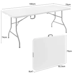 AREBOS Klapptisch 180 Cm, Mit Tragegriff, Aus Metall Und Wetterfestem Kunststoff, Weiß -Garten- & Gewächshäuser Geschäft 1ddea15bd9d1f94a4bfa5158d4923b44