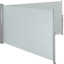 Tectake Aluminium Doppel Seitenmarkise Ausziehbar Mit Aufrollmechanismus - 200 X 600 Cm, Grau