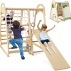 COSTWAY 6 In 1Kletterspielzeug Set, Indoor-Klettergerüst Mit Zelt, Rutsche, Turnringen, Kletternetz Und Kletterleiter, Für Kinder Kleinkinder Ab 3 Jahr
