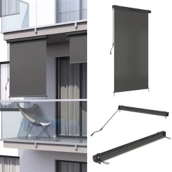 Oskar Kinderland OK-Living Senkrechtmarkise Sonnenschutzrollo Seitenmarkise Anthrazit 250x140 Cm