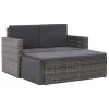 VidaXL 2-tlg. Garten-Lounge-Set Mit Auflagen Poly Rattan Grau