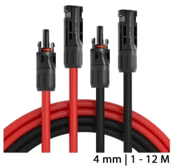 Leadergroup MC4 Photovoltaik-Kabel Solarkabel 4mm² Für PV-Anschlüsse 4m 4mm² Schwarz