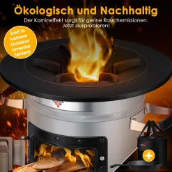 KESSER® Raketenofen Inkl. Grillpfanne Aus Gusseisen Mit Tragetasche Dutch Oven BBQ Rakete Holzofen Camping Campingkocher Campinggrill, Edelstahl, Farbe:Grau -Garten- & Gewächshäuser Geschäft 1ecb44a035319f40237935fc018df0fe