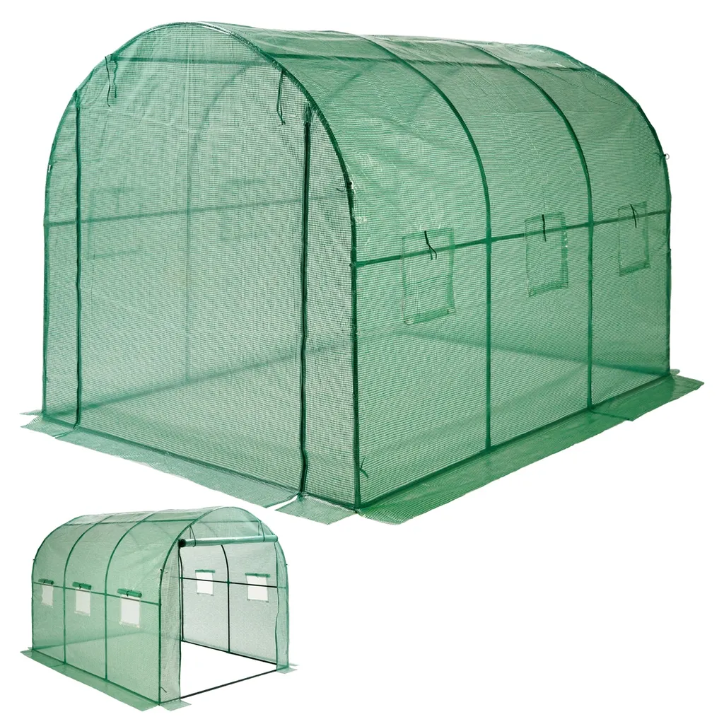 ECD Germany Gewächshaus Mit Metallrahmen - 6m² - 300x200x200 Cm - Grün - Reißverschluss Und 6 Fenstern - Foliengewächshaus Bogendach Treibhaus Frühbeet Pflanzenhaus Tomatenhaus Folientunnel 3 ECD Germany Gewächshaus Mit Metallrahmen - 6m² - 300x200x200 Cm - Grün - Reißverschluss Und 6 Fenstern - Foliengewächshaus Bogendach Treibhaus Frühbeet Pflanzenhaus Tomatenhaus Folientunnel – Bild 3