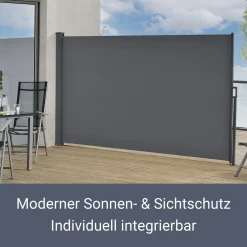 Juskys Seitenmarkise Dubai 500 X 200 Cm Ausziehbar Blickdicht, Sichtschutz Windschutz Für Balkon & Terrasse, Seitenrollo Wandhalterung - Anthrazit -Garten- & Gewächshäuser Geschäft 1efcbee1000b2ceb59357561436f7656