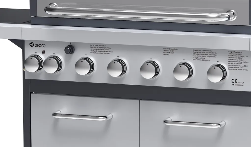 Tepro Edelstahl Gasgrill "Rosedale" 6 + 1-Brenner Mit Seitenkocher 3 Tepro Edelstahl Gasgrill "Rosedale" 6 + 1-Brenner Mit Seitenkocher – Bild 3