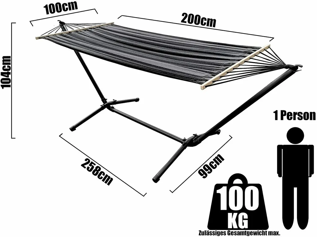 My-goodbuy24 Hängemattengestell Inklusive Hängematte (bis 100Kg) 2 My-goodbuy24 Hängemattengestell Inklusive Hängematte (bis 100Kg) – Bild 2