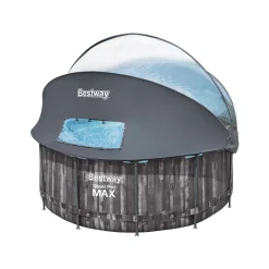 Bestway® Steel Pro MAX™ Frame Pool Set Mit Filterpumpe + Verdeck Ø 366 X 122 Cm, Lichtgrau, Rund