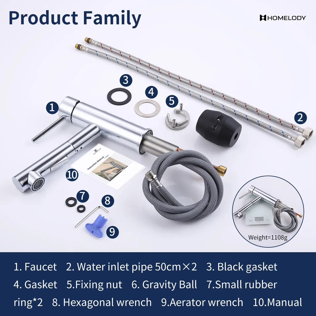 Homelody Wasserhahn Küche/Bad, Küchenarmatur Mit Ausziehbarer Brause, Spültischarmatur Mit Herausziehbarer Dual-Spülbrause, 120° Drehbar Mischbatterie Küche, Armatur 10 Homelody Wasserhahn Küche/Bad, Küchenarmatur Mit Ausziehbarer Brause, Spültischarmatur Mit Herausziehbarer Dual-Spülbrause, 120° Drehbar Mischbatterie Küche, Armatur – Bild 10