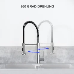 Küchenarmatur Mit Brause, M Mehoom Wasserhahn Küche 360° Drehbar, Mischbatterie Küche Warmes Und Kaltes Wasser Verfügbar, Spiralfeder Armatur Küche Aus Edelstahl, Spültischarmatur Mit 2 Strahlarten -Garten- & Gewächshäuser Geschäft 1fbae77baffb2e4d44dbe351c8e6d19c