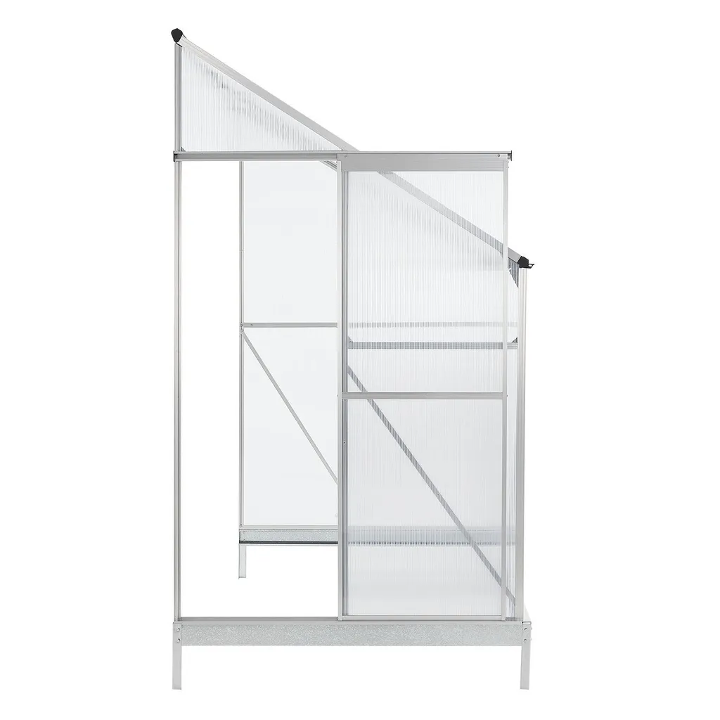 Juskys Aluminium Anlehn-Gewächshaus 2,4 M² – Treibhaus Mit Schiebetür, Fenster Zum Lüften & Stahl-Fundament – Stabiles Pflanzenhaus Für Garten 7 Juskys Aluminium Anlehn-Gewächshaus 2,4 M² – Treibhaus Mit Schiebetür, Fenster Zum Lüften & Stahl-Fundament – Stabiles Pflanzenhaus Für Garten – Bild 7
