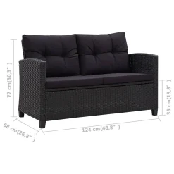 VidaXL 2-Sitzer-Gartensofa Mit Kissen Schwarz 124 Cm Poly Rattan -Garten- & Gewächshäuser Geschäft 2000f2ba5783ea9453e7b3bbd306694e