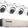 ZOSI 8CH 1080P Full HD Überwachungskamera System Ohne Festplatte DVR Recorder Mit 4 1080P Dome Video Kamera Set Für Innen Und Außen, 24M IR Nachtsicht
