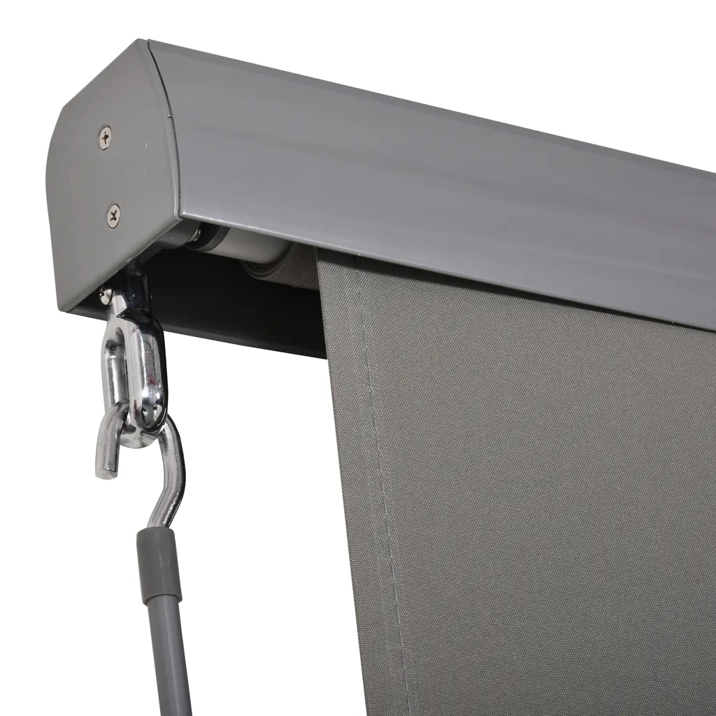 Outsunny Senkrechtmarkise Balkonmarkise Vertikalmarkise UV50+ Windschutz Seitenrollo Sichtschutz Mit Handkurbel Polyester+Aluminium Hellgrau 140 X 250 Cm 7 Outsunny Senkrechtmarkise Balkonmarkise Vertikalmarkise UV50+ Windschutz Seitenrollo Sichtschutz Mit Handkurbel Polyester+Aluminium Hellgrau 140 X 250 Cm – Bild 7