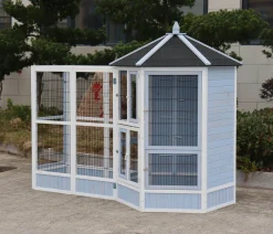 Dehner Vogelgehege Santorini, 60 X 116,4 X 136 Cm, Holz/Metall, Weiß/blau -Garten- & Gewächshäuser Geschäft 202e8cf566b10d1dffdc2462e6e1d135