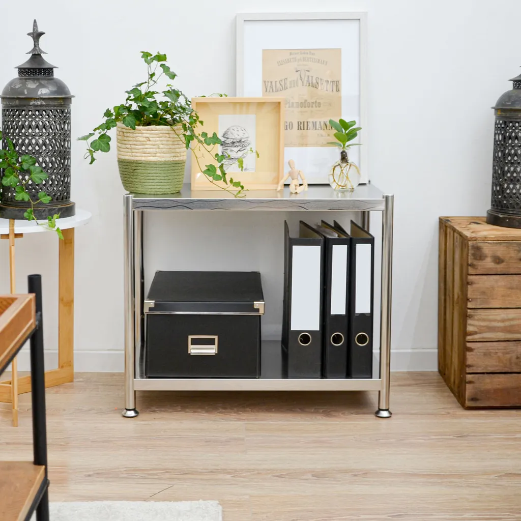 Shelfr 2 Ebenen Edelstahl Regal - 61x36x50 Schwerlastregal Bis 60kg - Metallregal Küche 4 Shelfr 2 Ebenen Edelstahl Regal - 61x36x50 Schwerlastregal Bis 60kg - Metallregal Küche – Bild 4