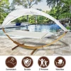 EINFEBEN Haengematte Mit Gestell Und Sonnendach, Hammock Aus Wetterfestem Laerchenholz, Bis 200kg, Stabhaengematte Fuer 2 Personen Outdoor Und Indoor