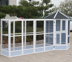 Dehner Vogelgehege Santorini, 60 X 116,4 X 136 Cm, Holz/Metall, Weiß/blau -Garten- & Gewächshäuser Geschäft 20578a2d11141c316e3477cde34125f5