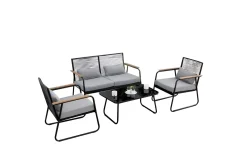 Acamp Gartenlounge Paxos Anthrazit Anthrazit , Bambus 4tlg. Stahlrohr