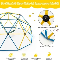 COSTWAY Ø 305cm Kletterkuppel Mit Schaukel, Klettergerüst In Kuppelform, Indoor-/Outdoor-Spielgerät, Kletterleiter Für Kinder Von 3 Bis 10 Jahren, Ideal Für Hinterhof, Garten, 363 Kg Belastbar -Garten- & Gewächshäuser Geschäft 2138658ef84a69bf5c9bfc401fd9d408