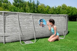 Bestway® Power Steel™ Swim Vista Series™ Frame Pool Komplett-Set Mit Sandfilteranlage 488 X 305 X 107 Cm , Steinwand-Optik (Cremegrau), Oval -Garten- & Gewächshäuser Geschäft 214355ea8a57f66e8fa962a75526093e