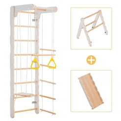 Merax 6-in-1 Multifunktions Kletterspielzeug Set Inkl. Rutsche Schaukel Klettergerüst Klimmzugsbereich Ringe Jungle Gym-Set, Indoor KlettergerüstSprossenwand Für Kinder, Massivholz, Natur -Garten- & Gewächshäuser Geschäft 21b5fe40d6b6077b2adebb1618de3ddd