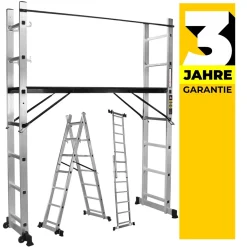 Craftfull Aluminium Leitergerüst CF-103A - Multigerüst - Multifunktionsleiter - Gerüst - Stehleiter - Bockleiter - Leiter - (1.95 Meter 7 Sprossen)