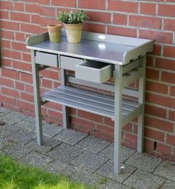 Esschert Design Garten Arbeitstisch Grau; CF29G -Garten- & Gewächshäuser Geschäft 223526c1ffc5cede750c69c071cfdba3