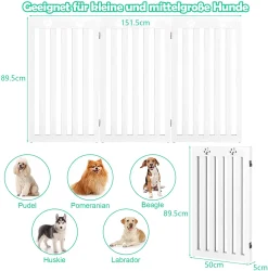 COSTWAY Absperrgitter Hunde 89cm Hoch, Schutzgitter Holz Klappbar, Treppengitter Hundeabsperrgitter Flexibel Türschutzgitter (Weiß, 3 Paneelen) 9 COSTWAY Absperrgitter Hunde 89cm Hoch, Schutzgitter Holz Klappbar, Treppengitter Hundeabsperrgitter Flexibel Türschutzgitter (Weiß, 3 Paneelen) -Garten- & Gewächshäuser Geschäft 2268ac3e73e4e2bf190d3b5db2a47e82