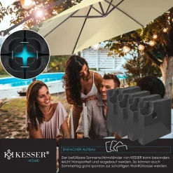 KESSER® Sonnenschirmständer 4-teilig Schirmgewicht Schirmständer Für Ampelschirm Bodenkreuz 90 Liter / 120 Kg Befüllbar Mit Wasser Oder Sand Inkl. Metallverbinder Ampelschirmständer Kunststoff, Farbe:Schwarz -Garten- & Gewächshäuser Geschäft 22b0bfc844b4920eb55d87f457d409f6