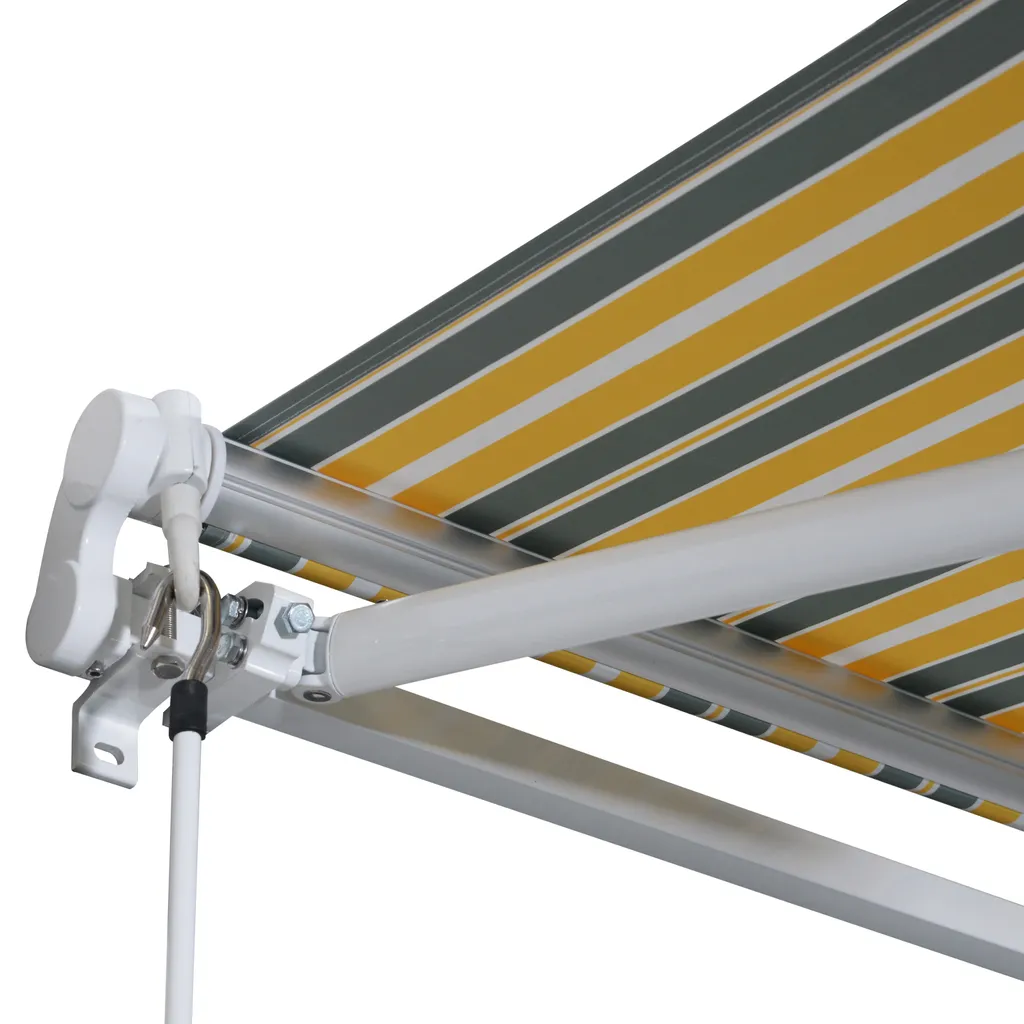 Outsunny Markise Gelenkarmmarkise Sonnenschutz Handkurbel Balkon Alu Gelb+Grau 3,5x2,5m 11 Outsunny Markise Gelenkarmmarkise Sonnenschutz Handkurbel Balkon Alu Gelb+Grau 3,5x2,5m – Bild 11