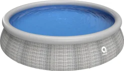 Avenli Prompt Set Ø 396 X 84 Cm Quick Up Pool, Aufstellpool Ohne Pumpe, Graue Rattanoptik